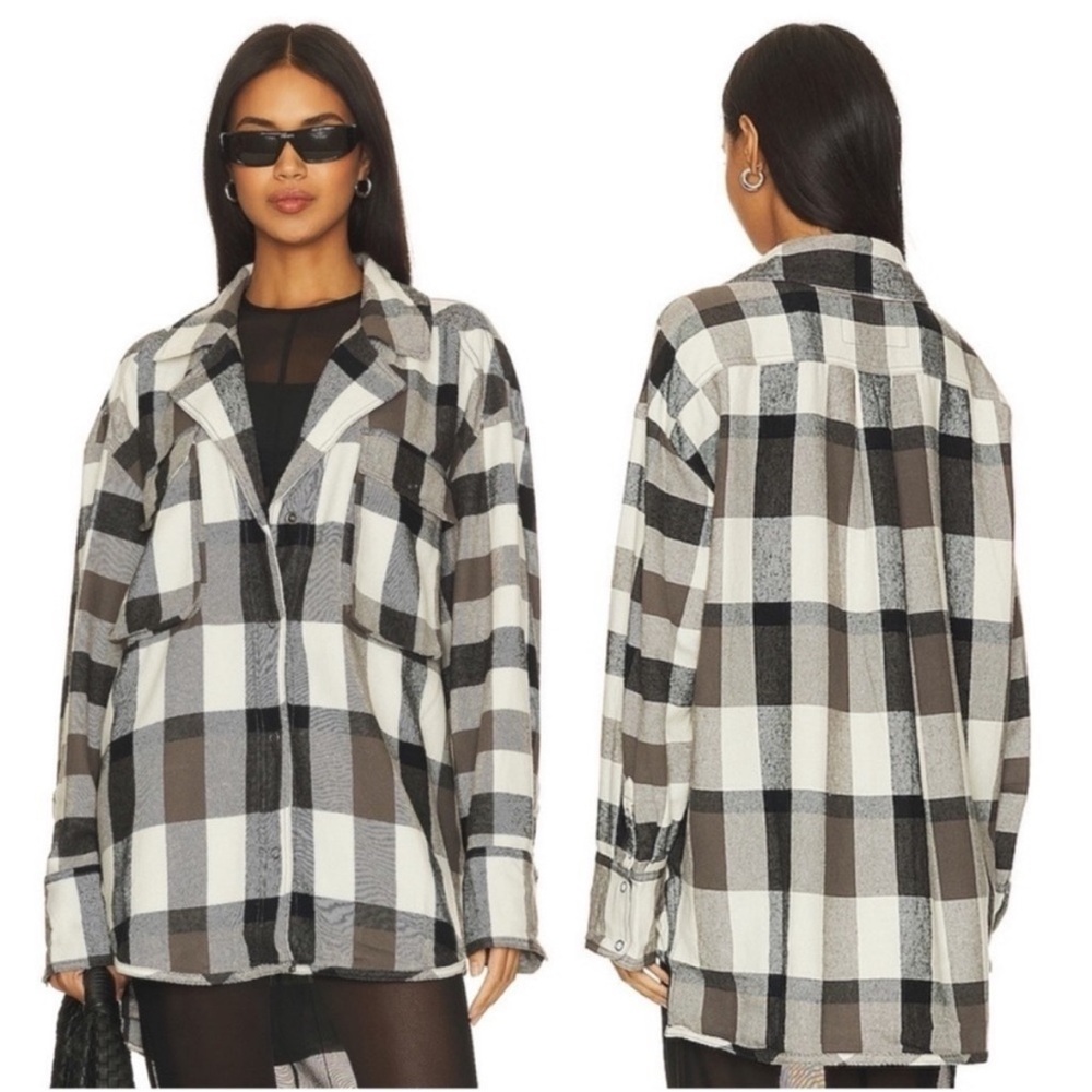 Free People Izzy Plaid Button Up Shirt XS